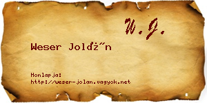 Weser Jolán névjegykártya